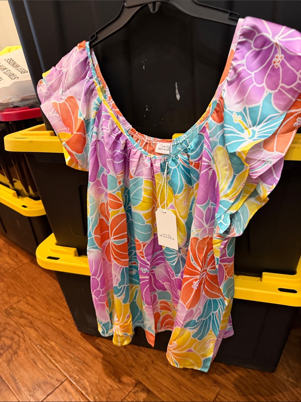 Emily Wonder multicolor floral off-shoulder blouse